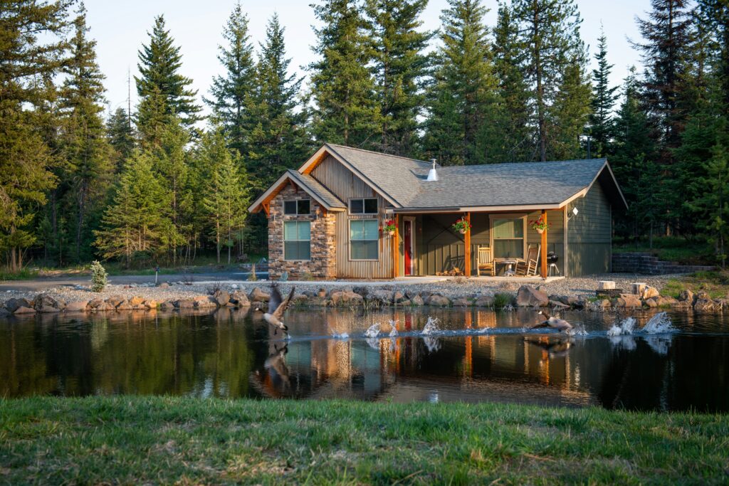 A bungalow by a lake used in Airbnb marketing