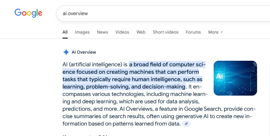 An example of an AI overview on Google: 7 SEO tips for how to optimise for AI overviews